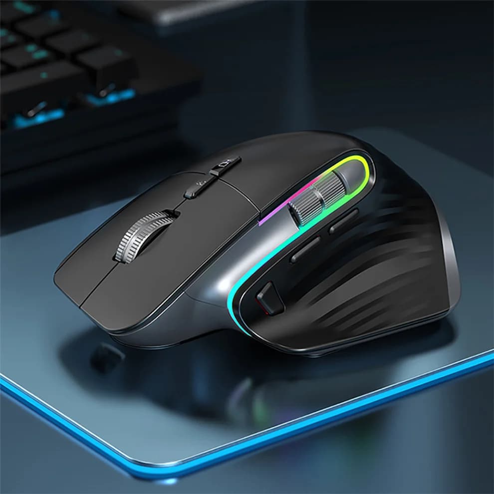 فأرة جومaa لاسلكية 2.4G، بلوتوث، إضاءة RGB، قابلة للشحن، تصميم مريح، فأرة كمبيوتر للألعاب والمكتب - 6