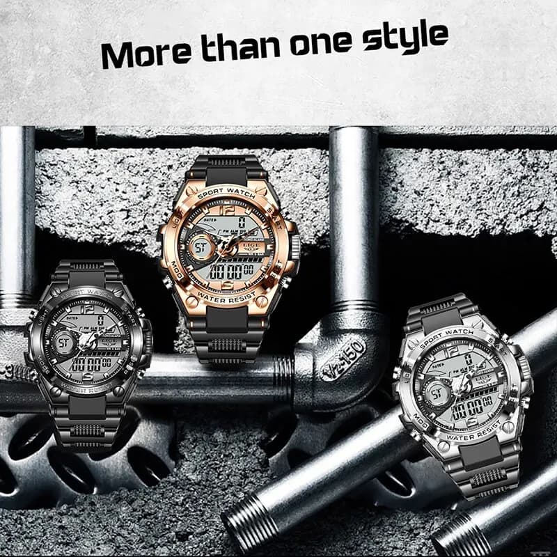 LIGE Men Military Watch Digital 50m Waterproof Wristwatch LED Quartz Clock Sport Watch Male Big Watches Men Relogios Masculino - 6