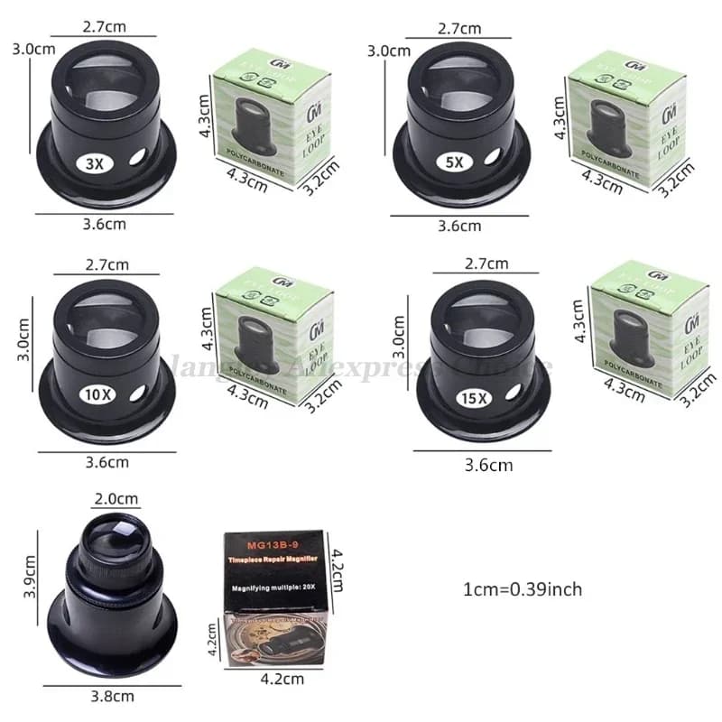 4Pcs/Set Eye Loupe Magnifiers 5x/10x/15x/20x Watch Repair Tool Kit Jewelry Magnifier Magnifiying Glass For Watchmaker Tools - 6