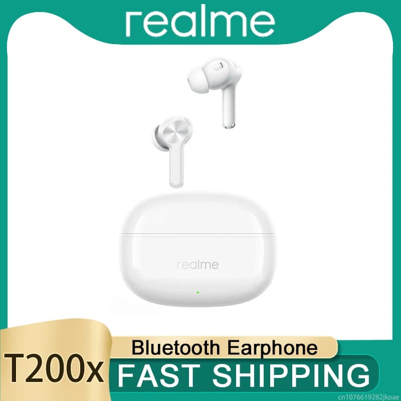سماعات الريل مي Buds T200X اللاسلكية بلوتوث 5.4 عزل ضوضاء 25dB ستيريو هاي فاي ميكروفون اتش دي مكالمات سماعة انتظار طويل