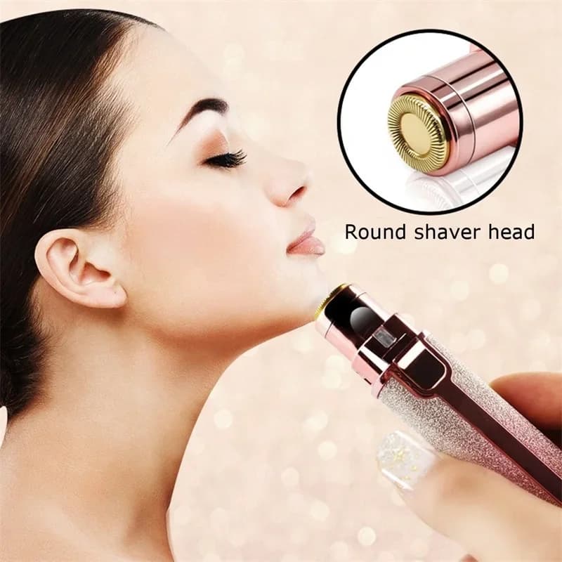 2 في 1 ماكينة إزالة شعر الحواجب الكهربائية آلة حلاقة صغيرة محمولة لإزالة شعر الوجه للنساء مع إضاءة LED مدمجة - 4