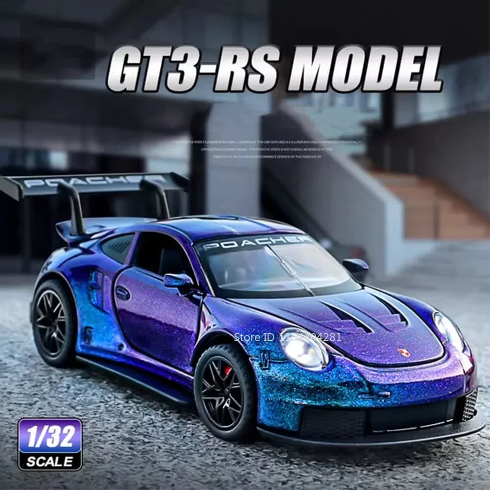1:32 911 GT3RS Panamera Alloy Miniature Model Toys Diecast Doors Opened Sound Light Rubber Tires Vehices for Boy's Birthday Gift - 6