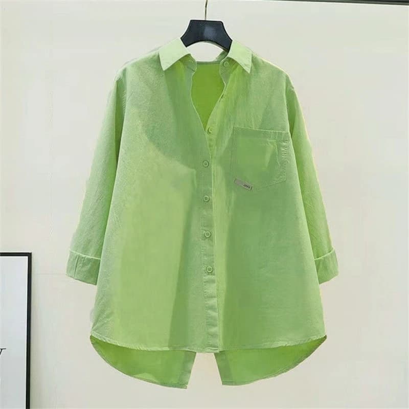 Irregular Office Lady Casual Elegant All-Match Shirt Loose Shirts And Blouses Spring Summer New Trend Solid Button Pocket Shirt - 2