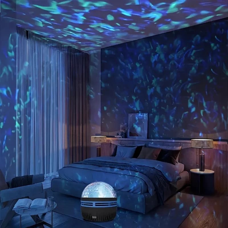 1pc Vibrant Water Ripple LED Projection Light,Remote Control,USB-Powered,RGB Atmosphere Projector for Bedroom,Home Theater Decor - 5