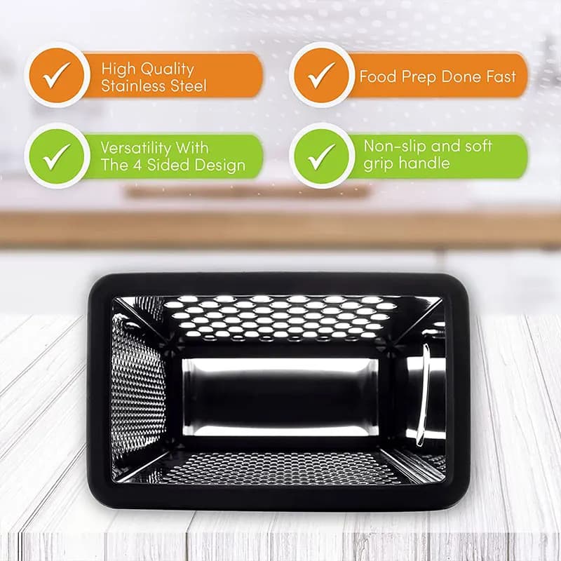 Stainless Steel Box Cheese Grater With Container 4 Sides Box Grater Handheld Kitchen Food Shredder for Vegetable Ginger Cutter - 4