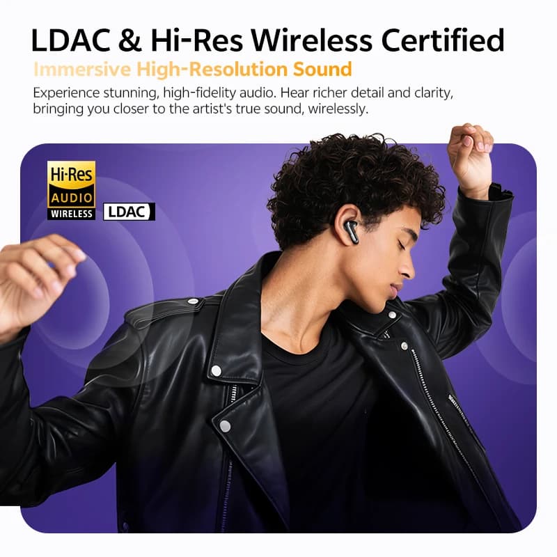سماعات QCY HT18 MeloBuds N70 لاسلكية بلوتوث 6.0 صوت عالي الدقة مع LDAC سماعات أذن هجينة مع تقنية ANC ثنائية السماعات 50 ساعة IPX5 - 3