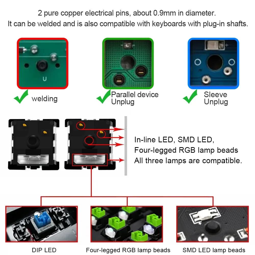مفاتيح REDRAGON SMD RGB MX 3 دبوس، متوفرة بأنواع كليكي، خطي، لمسي، صامت، بألوان أحمر، أزرق، أسود، بني، أرجواني، مع إضاءة خلفية - 2