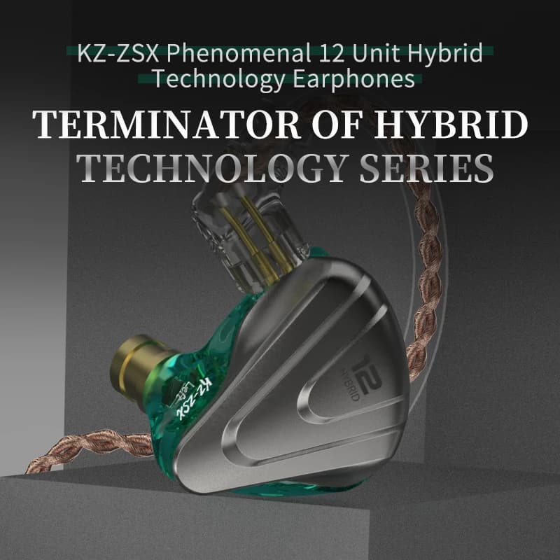 KZ ZSX Terminator Metal Headset 5BA+1DD Hybrid 12 drivers HIFI Bass Earbuds In-Ear Monitor Noise Cancelling Earphones - 2