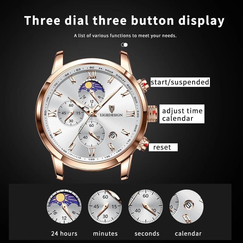 LIGE Casual Men Watch Luxury Leather Waterproof Sport Quartz Wristwatch Chronograph Military Watch for Men Relogio Masculino - 3
