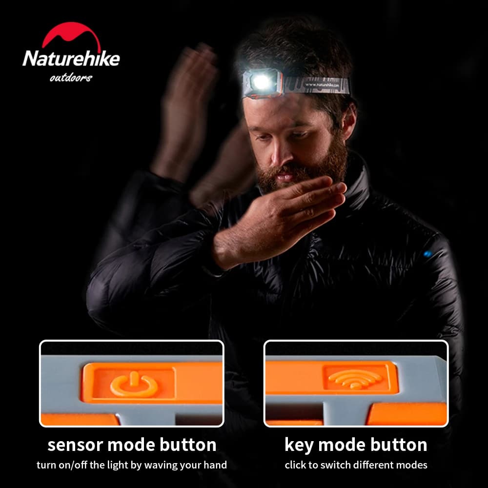 مصباح رأس محمول فائق السطوع من Naturehike، أضواء استشعار للتخييم، مصباح رأس صغير خفيف الوزن قابل لإعادة الشحن عبر USB - 6