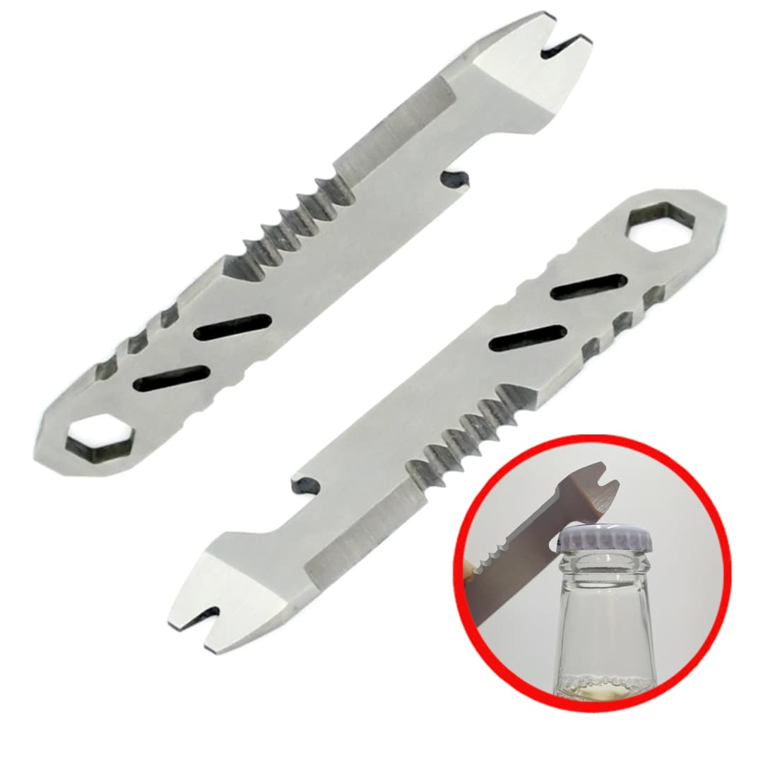 Multi-function Allen wrench, Bottle opener , portable outdoor camping tool, Mini stainless steel crowbar - 5