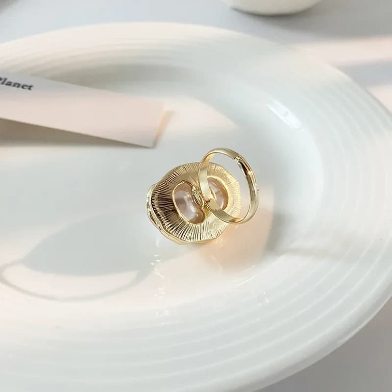 LATS New Design Starfish Pearl Ring Shape Gold Color Adjustable Rings For Women Korean Fashion Jewelry Party Luxury Accessory - 6