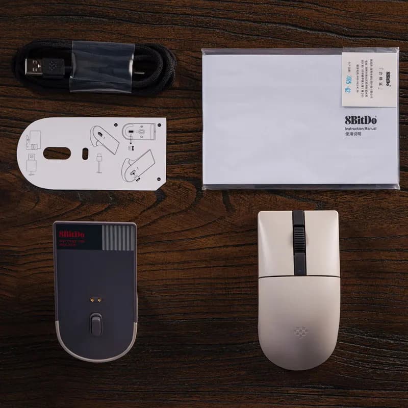 8BitDo فأرة Retro R8 مع مستشعر بصري PAW 3395 DPI 26K، فأرة لاسلكية 4K مع قاعدة شحن - إصدار N - 3