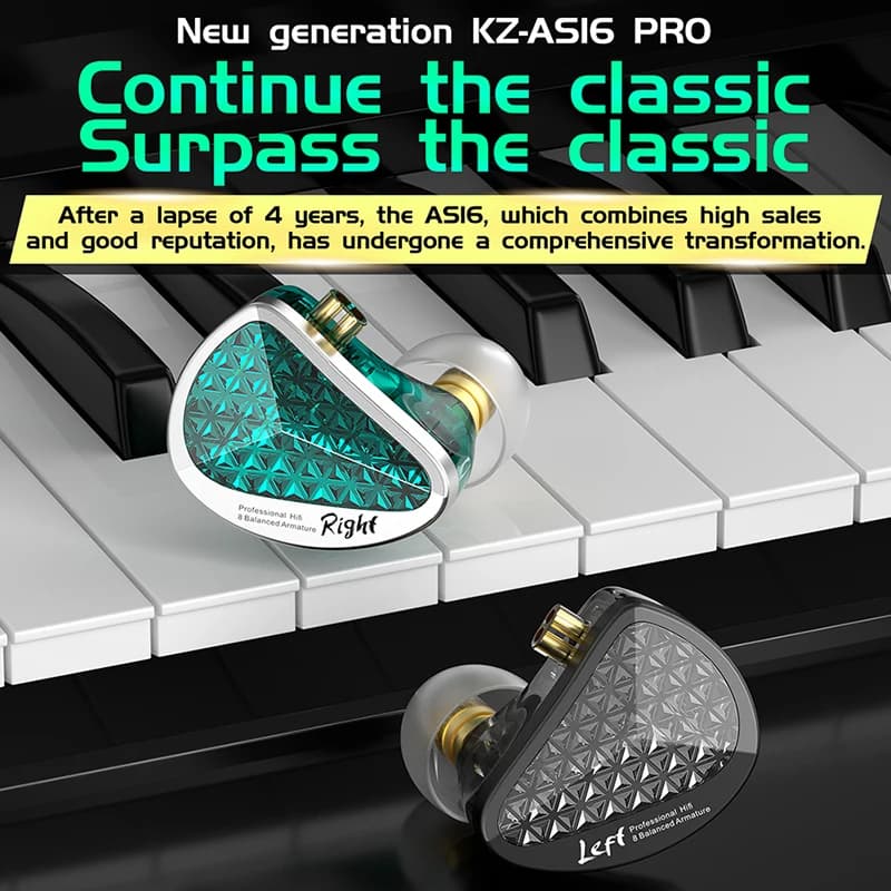 KZ AS16 Pro In Ear Wired Earphones 16BA Balanced Armature HIFI Bass Monitor Headphones  Noise Cancelling Earbuds Sport Headset - 6