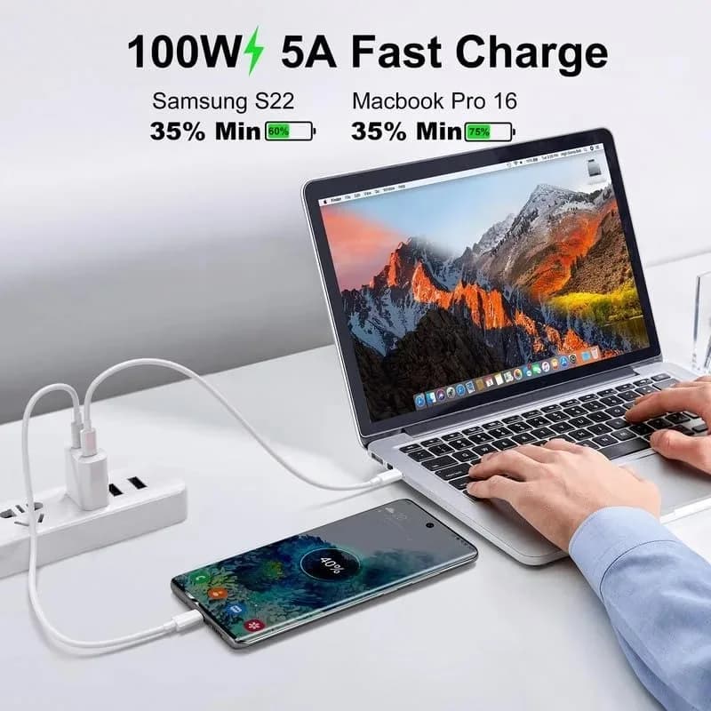 3Pcs Type C To Type C Cable 100W Super Fast Charging Phone Charger Data Wire For Samsung Xiaomi Huawei USB C Quick Charger Cable - 5