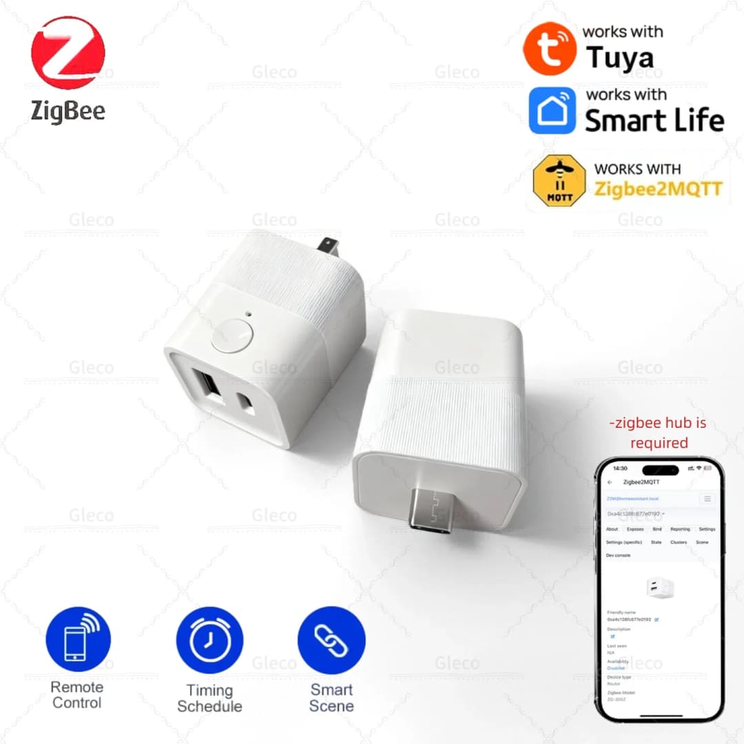 مهايئ تبديل Zigbee Micro USB Type-C 2Gang 5V مهايئ طاقة USB صغير قابس شحن للحياة الذكية Tuya أتمتة المنزل مشهد Z2M