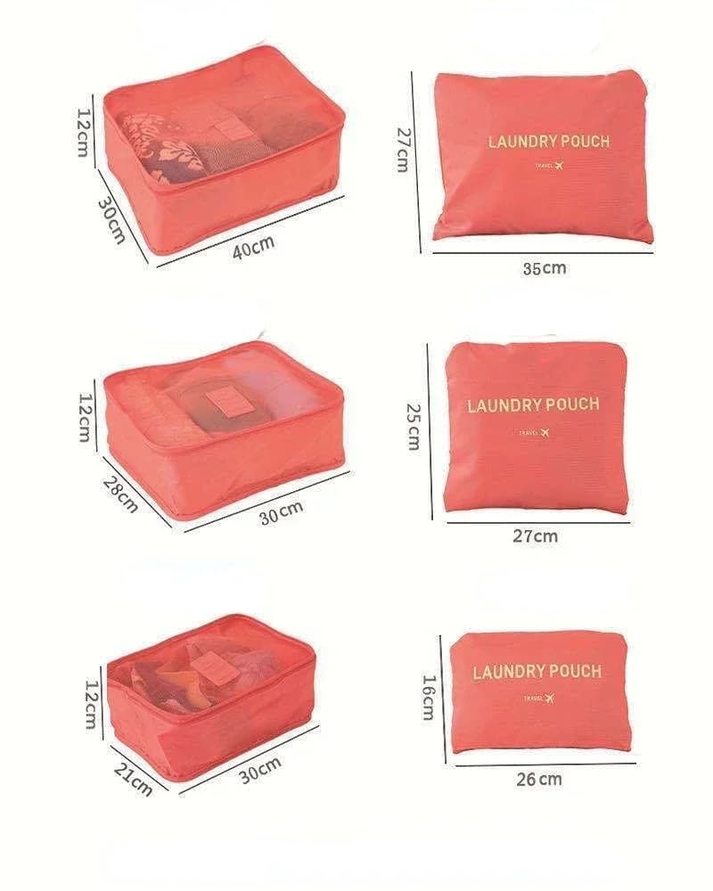 6 PCS Travel Storage Bag Set for Clothes Tidy Organizer Wardrobe Suitcase Pouch Travel Organizer Bag Case Shoes Packing Cube Bag - 6