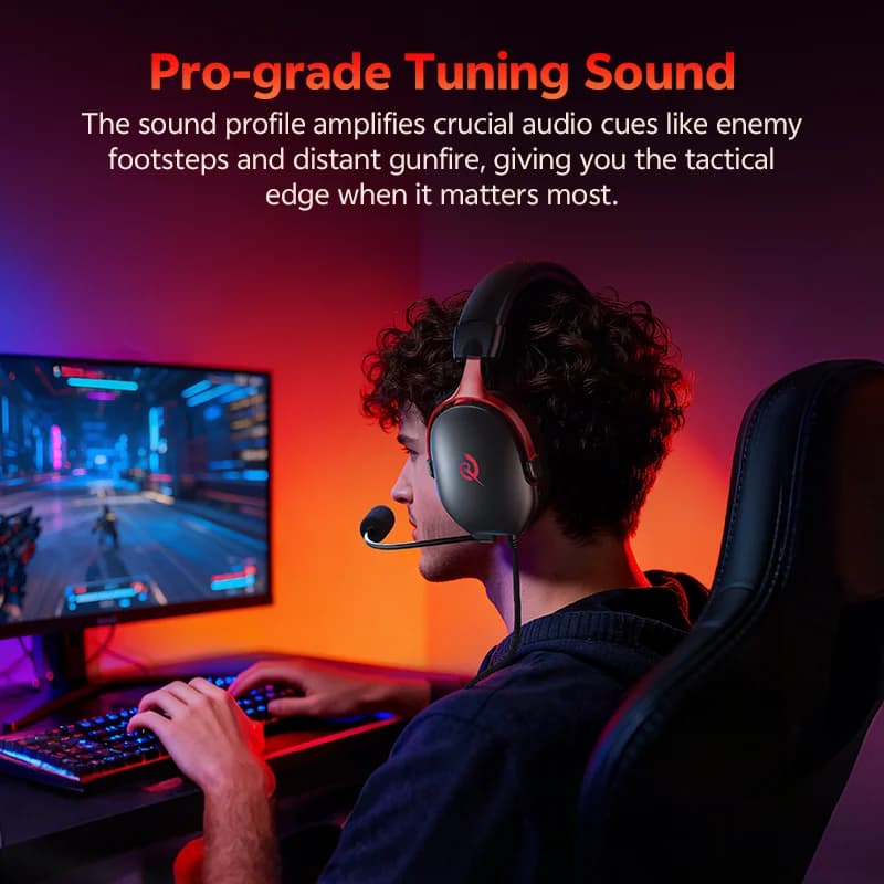 سماعات رأس الألعاب السلكية QCY VN200 Pro H7GM مع صوت محيطي 7.1 ووصلة USB متوافقة مع أجهزة الكمبيوتر وPS4 وPS5 ومنصات متعددة - 3