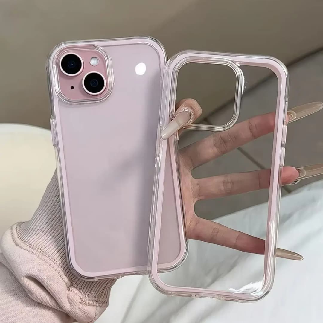 Luxury Candy Color Frame Clear Back Phone Case For iPhone 17 16 15 14 13 12 Pro Max 11 16PLUS 17 Acrylic Shockproof Bumper Cover - 3
