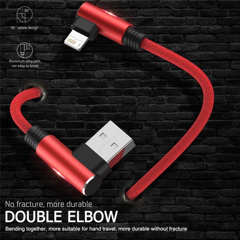 90 Degree Fast Charge USB Cable For iPhone 14 13 12 11 Pro X XS Max 5 SE 6S 7 8 Plus Wire Origin Long 3M Elbow Charger Data Cord - 2