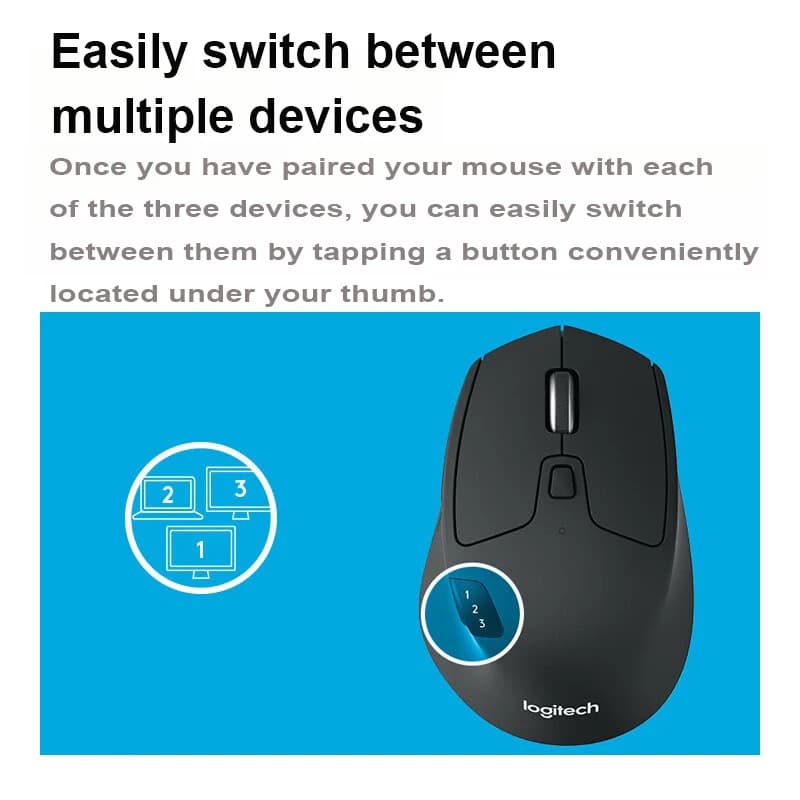 ماوس Logitech M720 اللاسلكي بتقنية Bluetooth - ماوس مكتبي - ماوس لاسلكي بوضع مزدوج Bluetooth - 2