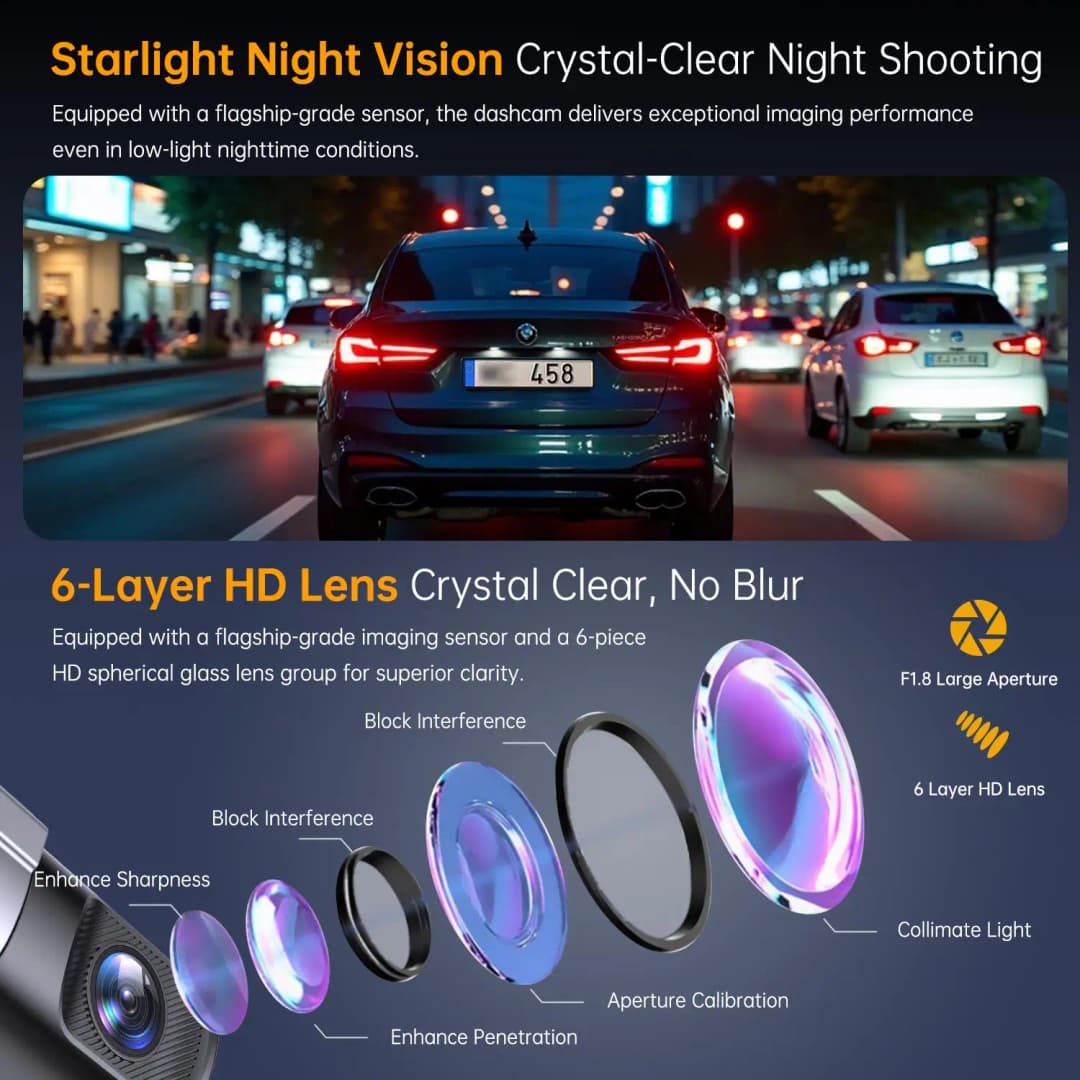 1080P Dashcam With Night Vision Mini Hidden Dashcam 24-Hour Parking Monitoring Loop Recording Gravity Sensor App Control - 3