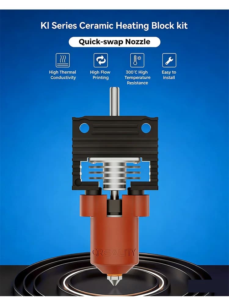 Creality 2025 K1 SE/K1C/K1/K1 Max Hotend Ceramic Heating Block Kit,Terminal with Buckle,Official New Version K1 Series Nozzle Ki - 3