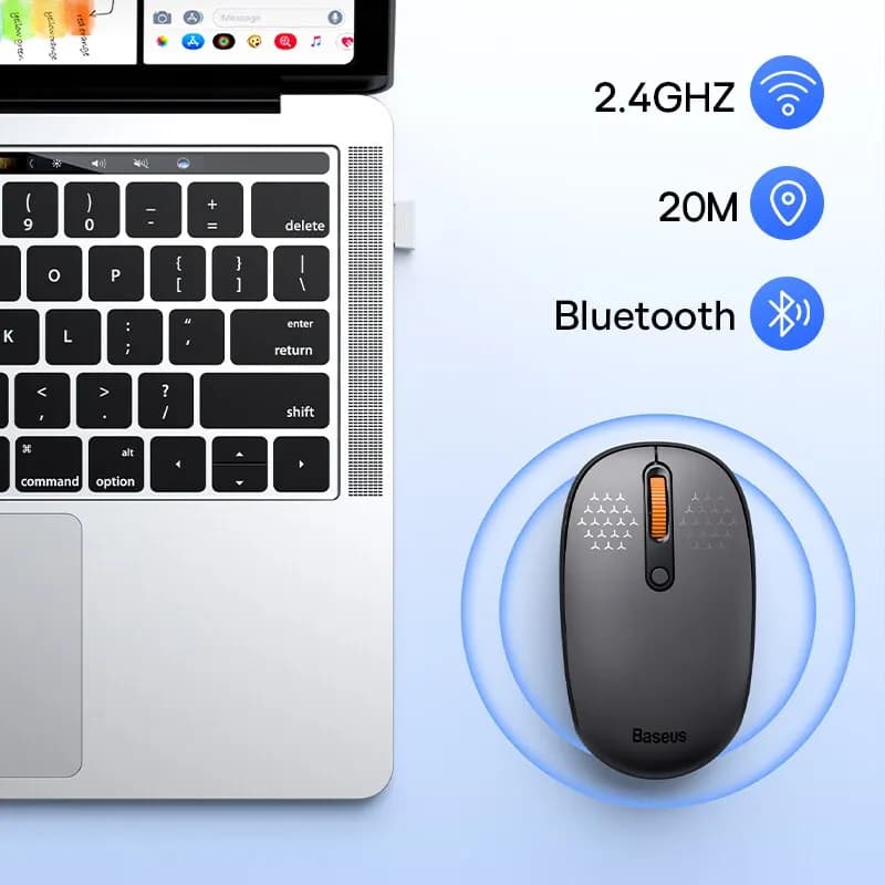 ماوس Baseus F01B لاسلكي بتقنية Bluetooth 5.0، دقة 1600 DPI، نقر صامت، متوافق مع MacBook والأجهزة اللوحية والكمبيوتر المحمول، إكسسوارات ألعاب الكمبيوتر، ماوس 2.4G - 4