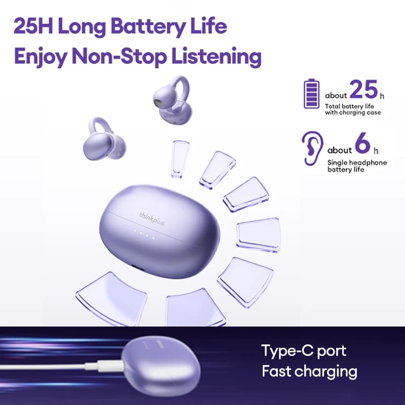 اختيار سماعات رأس لينوفو LK6 OWS بلوتوث لاسلكي 5.4 ستيريو HIFI إلغاء الضوضاء ENC سماعات أذن رياضية عمر بطارية طويل - 4