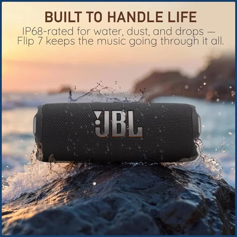 سماعة JBL Flip 7 لاسلكية أصلية مقاومة للماء IP67 تشغيل 16 ساعة صوت معزز بالذكاء الاصطناعي باس عميق قفل دفع محمولة بلوتوث خارجي - 3