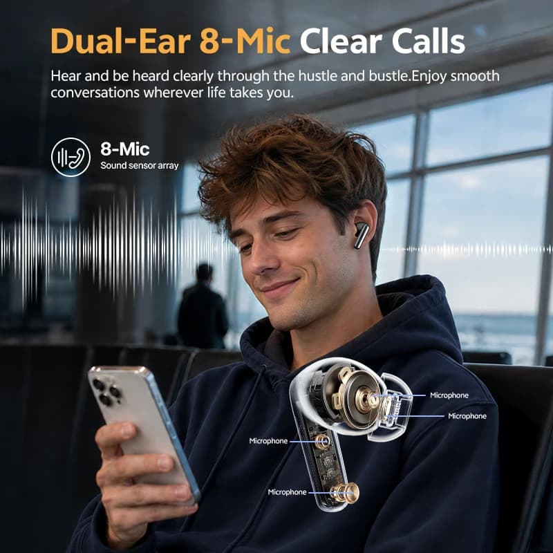 QCY Bluetooth Earphones HT21 MeloBuds N65 AI Adaptive Noise Cancelling 60dB ANC Wireless Earbuds Hi-Res LDAC Spatial Sound 50H - 4