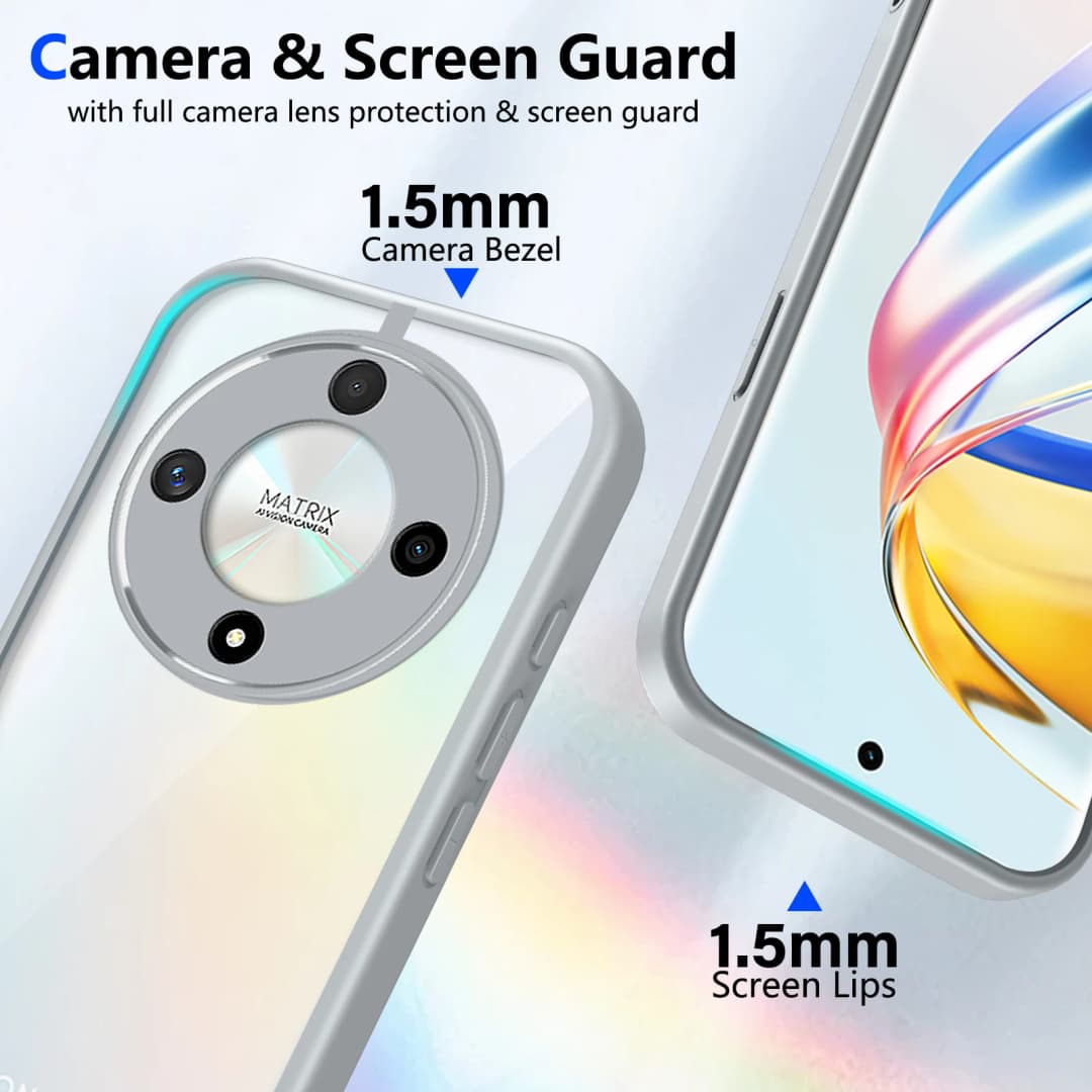 غطاء Honor Magic 8 Lite مع وسادة هوائية، إطار سيليكون مقاوم للصدمات، غطاء خلفي غير لامع شفاف، غطاء هاتف صلب لـ Honor Magic 8 Lite 5G - 4