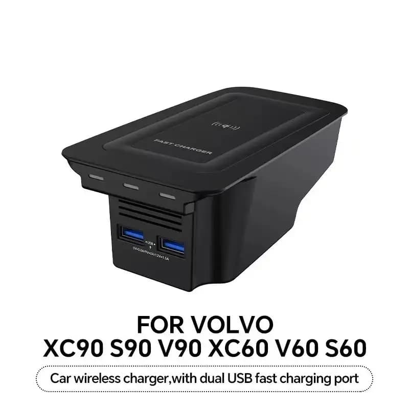 شاحن لاسلكي للهاتف مع حامل شحن لسيارات فولفو XC90 S90 V90 XC60 S60 V60 C60 موديلات 2018-2021، إكسسوارات