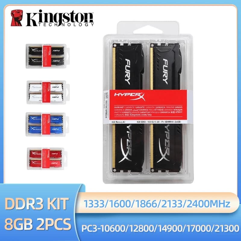 كينجستون ميموريا DDR3 8 جيجابايت 16 جيجابايت (2x8 جيجابايت) عدة رام 1600 ميجاهرتز 1333 ميجاهرتز 1866 ميجاهرتز 2133 ميجاهرتز 2400 ميجاهرتز رام سطح المكتب 1.5 فولت DIMM PC3-12800 14900