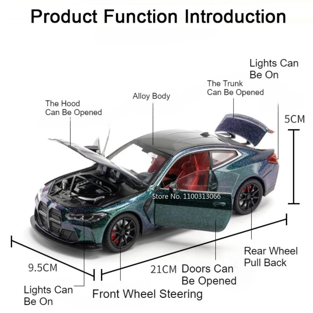 1:24 5 Series 530Li M4 Model Toys Cars Alloy Diecast Wheel Pull Back Miniature Car Doors Opened Vehicle Perfect Gifts for Kids - 6