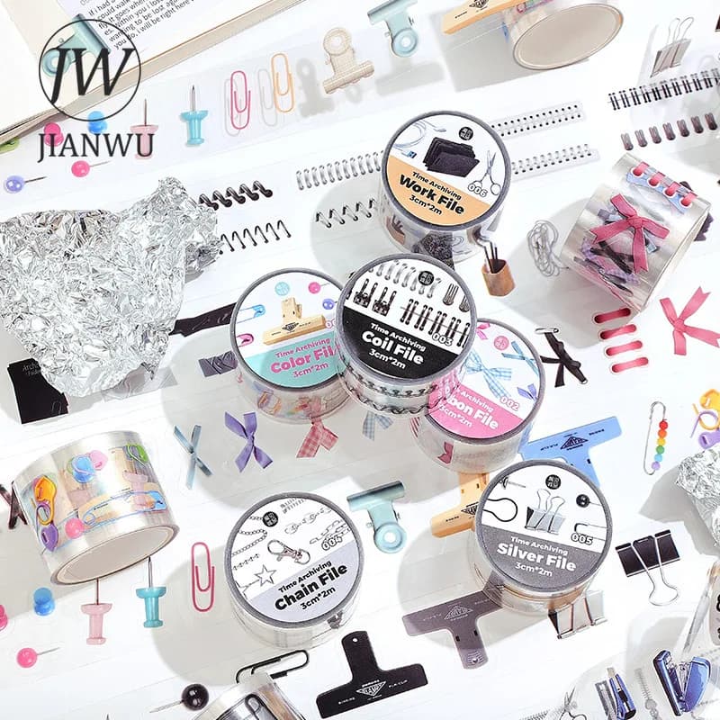 شريط JIANWU 30mm*200cm من سلسلة Time Archive، أدوات يوميات كلاسيكية، مواد كولاج PET، أدوات مكتبية إبداعية DIY - 2