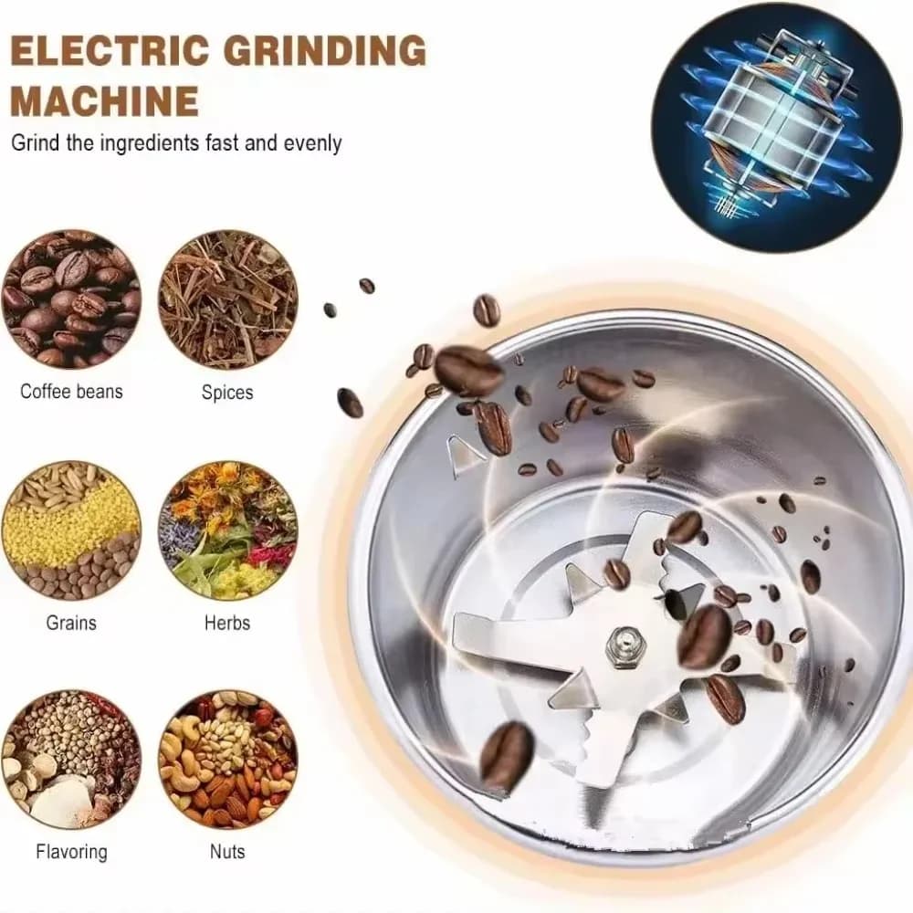 Small Electric Coffee Grinder Multifunctional Beans Spices Grains Grinder Fast Grinding Stainless Steel Machine for Kitchen - 3