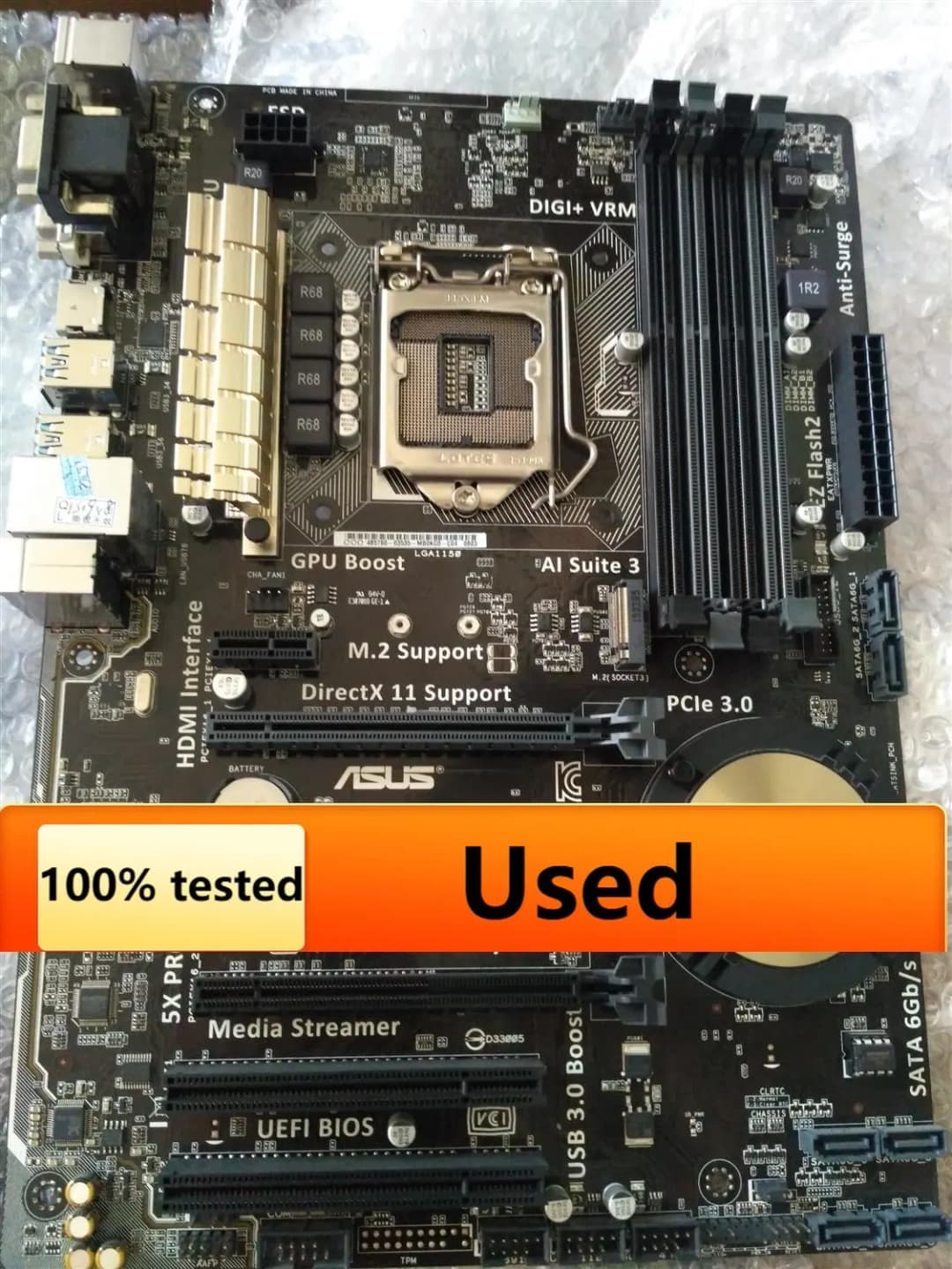 لوحة أم أسوس Z97-K R2.0 لسطح المكتب مقبس Z97 LGA 1150 معالجات i7 وi5 وi3 ذاكرة DDR3 32 جيجابايت SATA3 ATX مستعملة