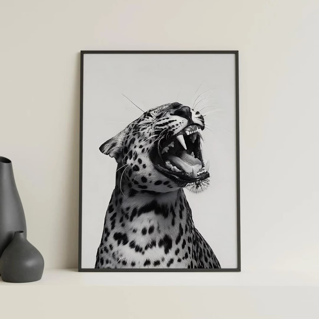 Fashion Stylish Wall Art Print - Trendy Leopard Roar Print - Black and White - Home Decor - Printable Wall Art Digital Download - 5
