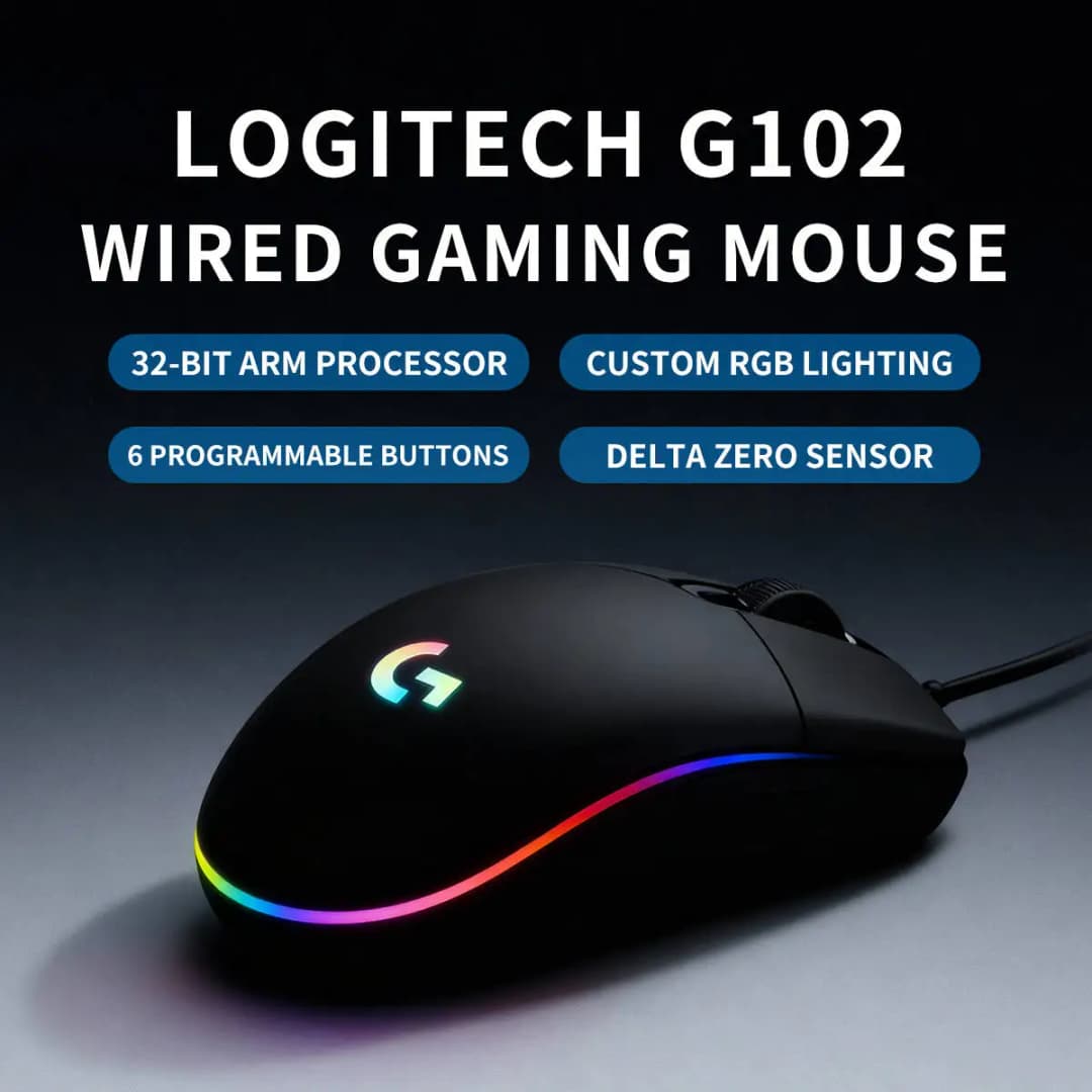 فأرة الألعاب Logitech G102 Prodigy، وظيفة أساسية للتوصيل والتشغيل، وبرمجة متقدمة متاحة عبر برنامج التشغيل الرسمي - 3