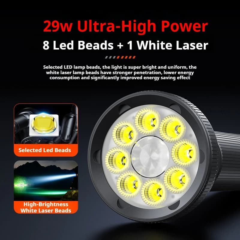 كشاف PHILIPS SFL6252 الجديد 2025، طاقة عالية، LED، 9 مصابيح، قابل لإعادة الشحن، محمول، مصباح يدوي للتخييم - 3