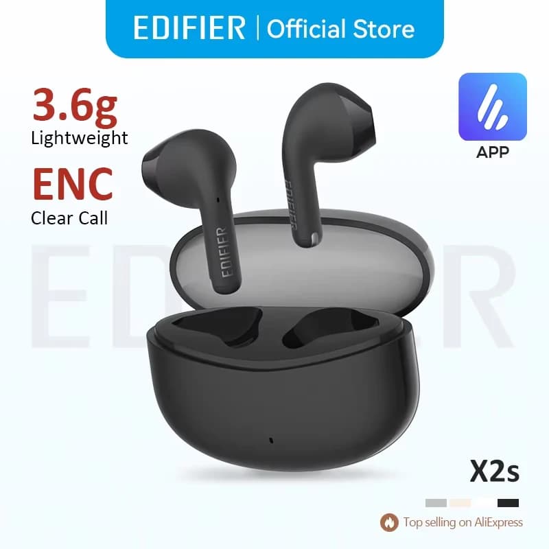 سماعات أذن بلوتوث إديفيير X2s TWS لاسلكية حقيقية بلوتوث 5.3 مشغل 13 ملم بيس قوي تصميم خفيف وقت تشغيل 26 ساعة