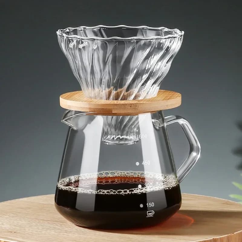 Pour Over Coffee Maker Set Glass Carafe Coffee with Glass Coffee Filter Drip Coffee Maker Set for Home or Office 600ml 300ml - 3