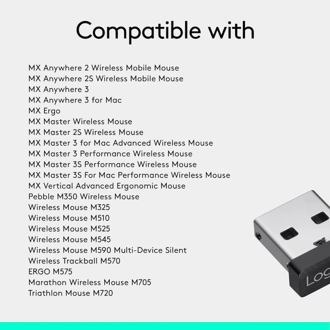 مستقبل USB موحد من لوجيتك، متوافق مع جميع الأجهزة الموحدة مثل الماوس والكيبورد اللاسلكية لأجهزة الكمبيوتر/ماك/اللاب توب - 4