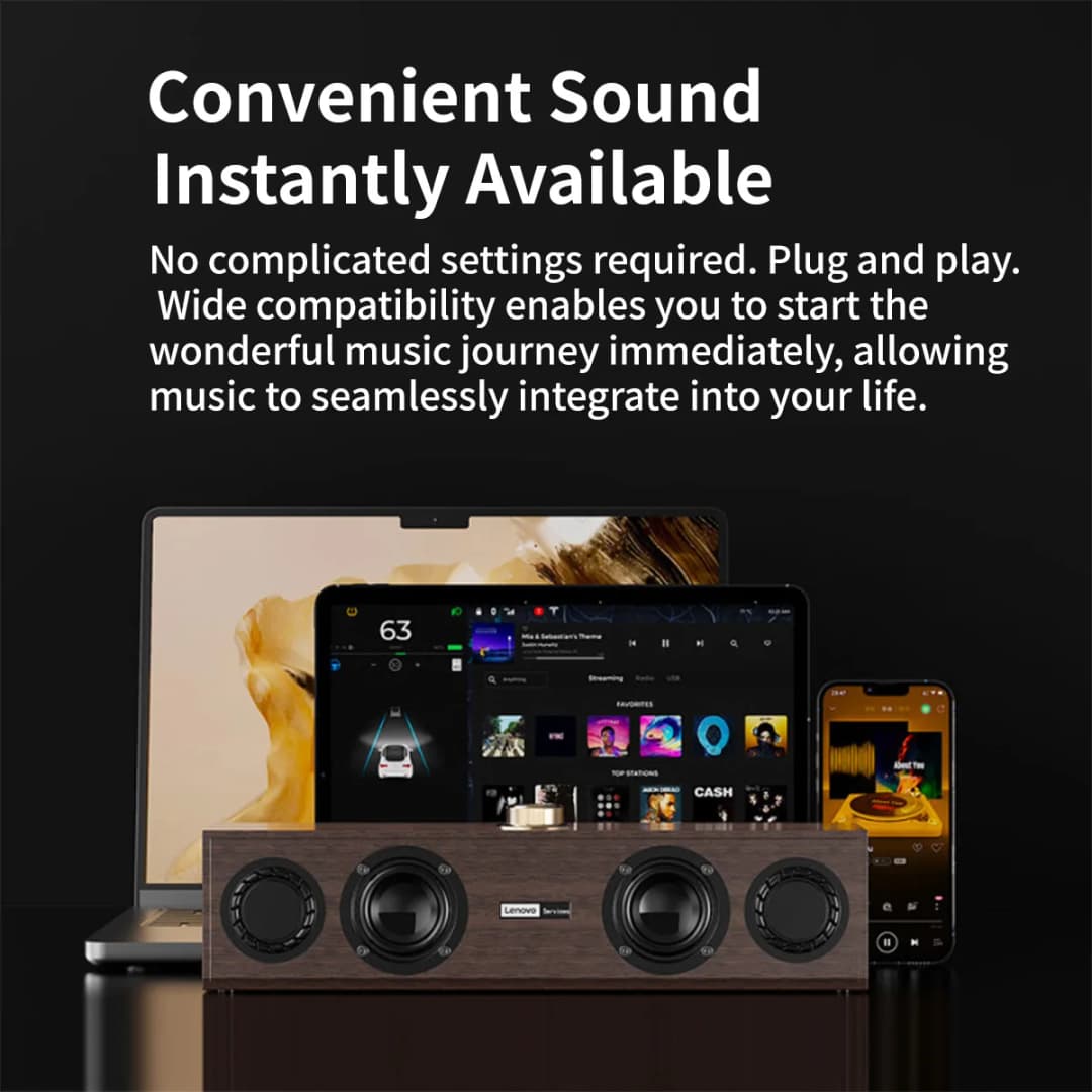 Lenovo C02 Multimedia Speaker Bluetooth Speaker Wired/Bluetooth Dual-Mode Speaker Retro Speaker Universal for Tv, Computer, and Mobile Phone Subwoofer - 5