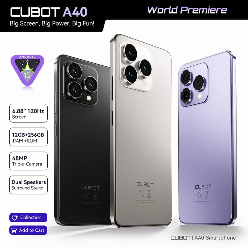 هاتف كوبوت الذكي أندرويد 15 A40، 12 جيجابايت رام + 256 جيجابايت روم، شاشة 6.88 بوصة 120 هرتز، ثماني النواة، كاميرا 48 ميجابكسل، بطارية 5100 مللي أمبير، NFC، التعرف على الوجه