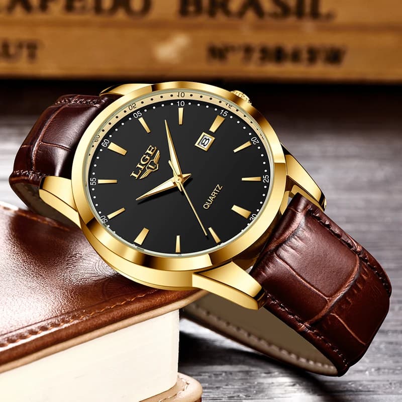 LIGE Mens Watches Top Brand Luxury Military Quartz Watch for Men Fashion Leather Waterproof Sports Chronograph Montre Homme+BOX - 2