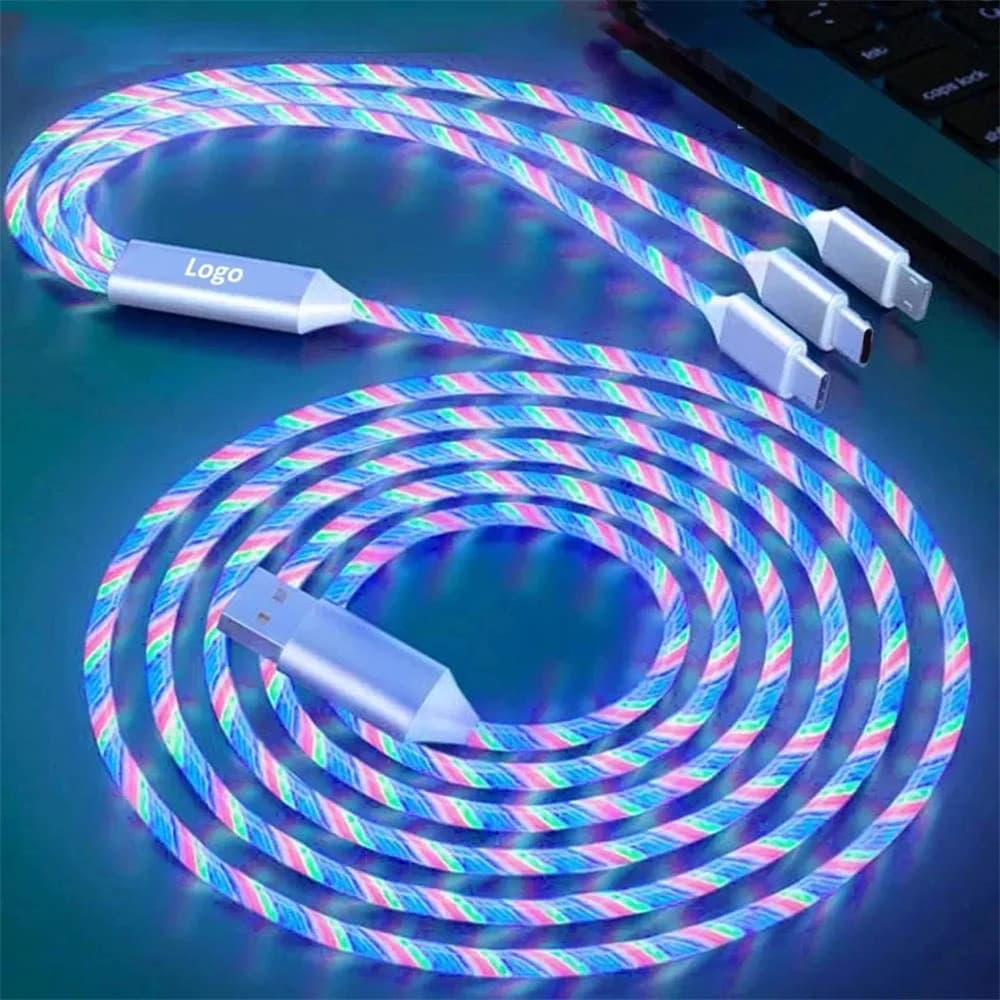 NNBILI Glowing LED Light USB 3 IN 1 cable Phone Fast Charging Charger Luminous Type C Cable For Xiaomi iPhone Phone Accessories - 3