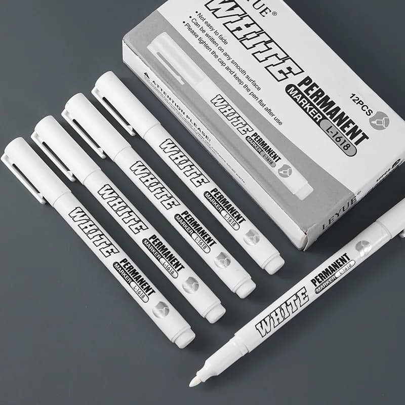 New 1/2/3PCS Waterproof Metal Marker Permanent White Paint Pen Washing Art Painting Graffiti Pens Fabric Wood Leather Marker1MM - 2