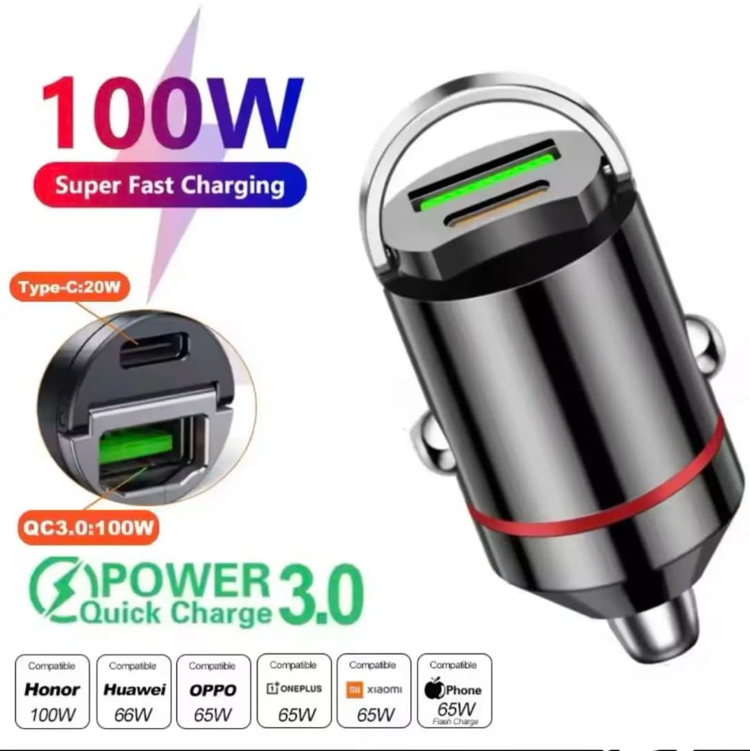 240W Car Charger Fast Charging 2 USB Ports Adapter for IPhone Samsung Xiaomi Quick Charging Chargers with Digital Display - 3